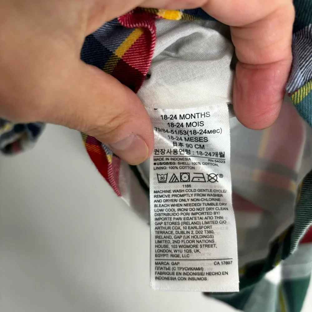 Baby Gap Plaid Ruffle Sleeve Dress Size 18-24M EUC